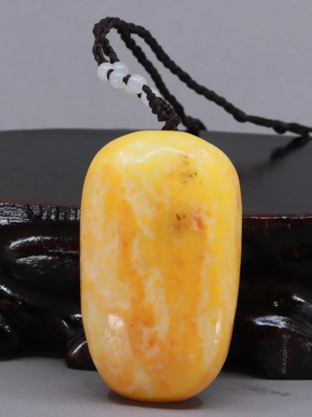 Chinese white hetian jade pendant w Laughing Buddha